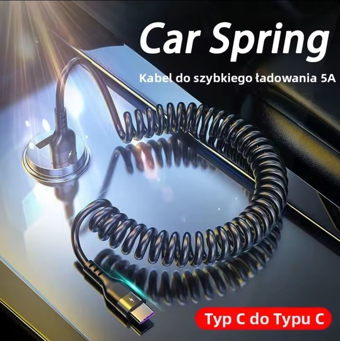 Kabel spiralny  USB C-USB C  szybkie ładowanie
