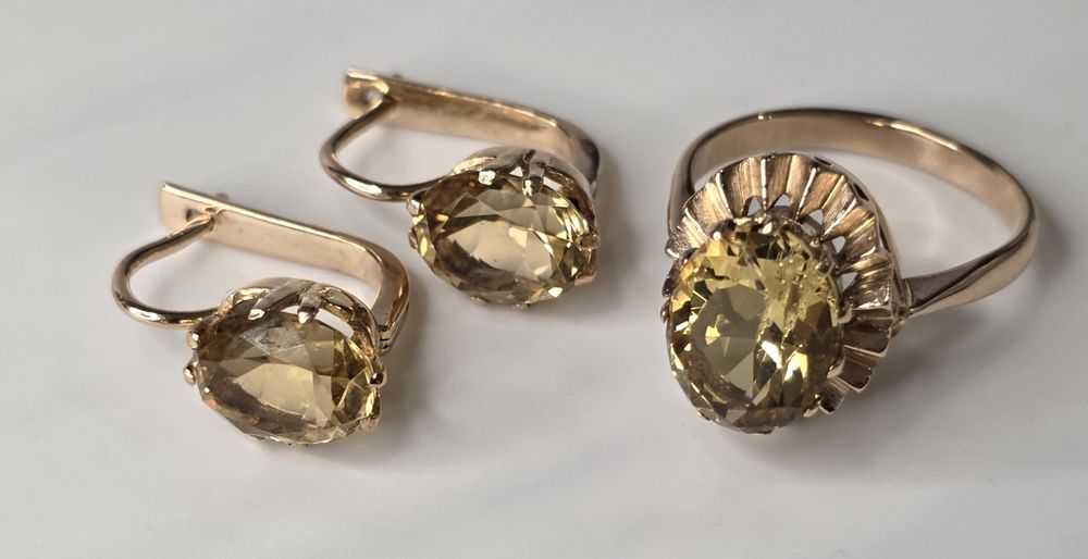 Золотое кольцо с цитрином ссср