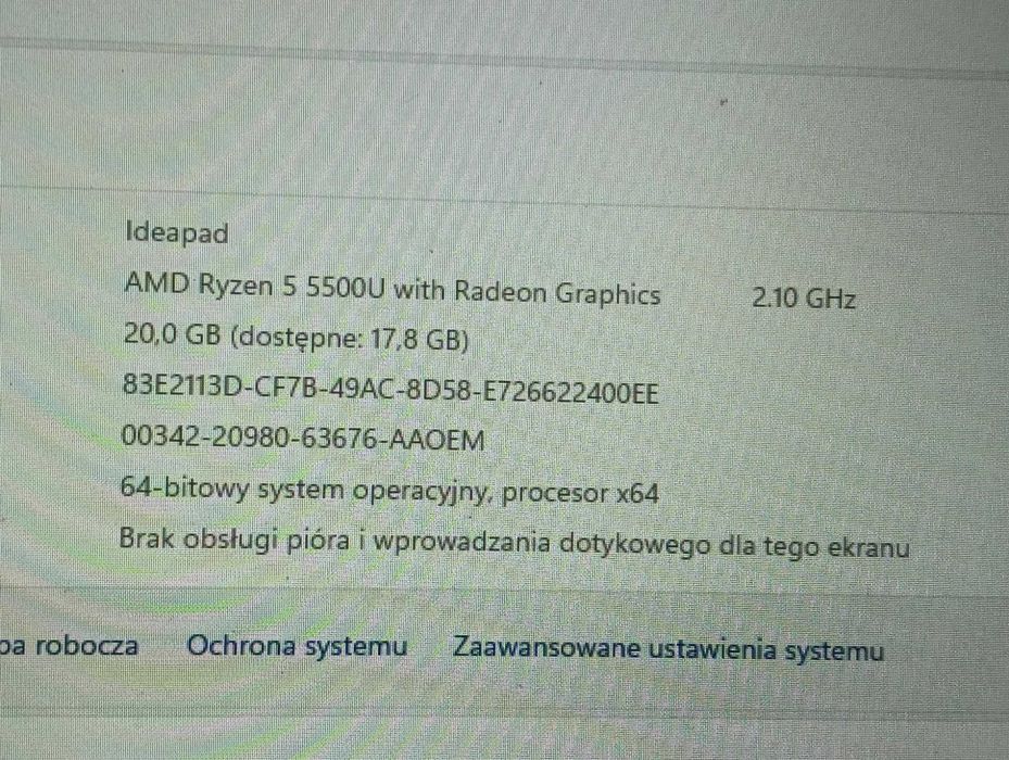 Lenovo Ideapad 3 / Ryzen 5/ Ram 20Gb / SSD 512 GB stan bd