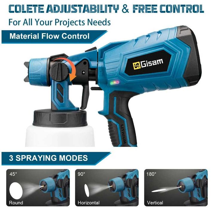 Pistola de pulverização elétrica sem fio com 2 baterias e carregador