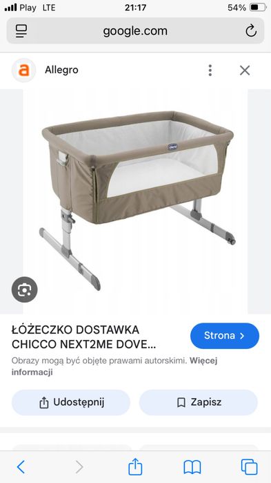 Łóżeczko niemowlęce- Dostawka Chicco next2me