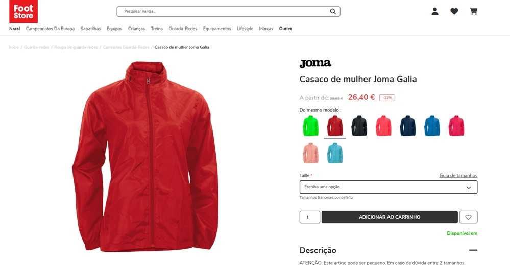 Joma Galia Capa de chuva mulher Tam L