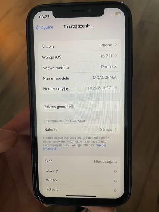 iphone X 64GB stan baterii 77%
