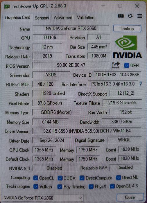RTX 2060 ASUS Rog Strix OC 6GB
