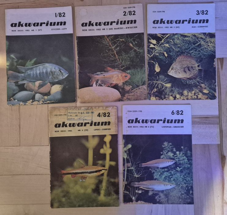 Czasopismo Akwarium nr 1,2,3,4,6 / 1982