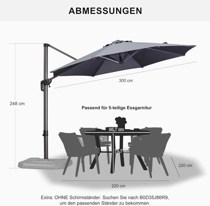 Nowy parasol ogrodowy / parasolka / obrotowy /300cm/PURPLE LEAF !A871!