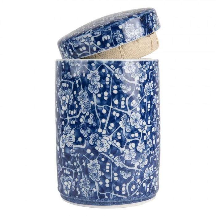 Wazon Pojemnik ceramiczny granatowy w kwiatki 9x14cm.  6CE2139