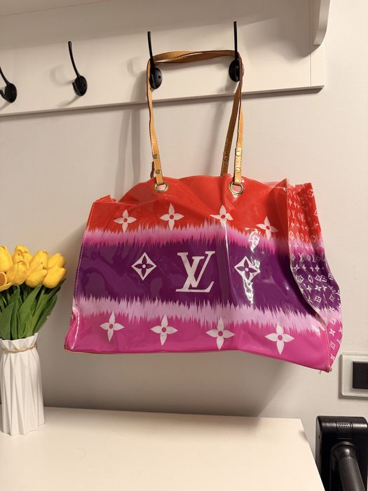 Torebka damska shopperka inspirowana Louis Vuitton – różowo-fioletowa, lakierowana
