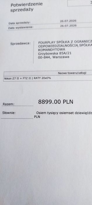 Nikon z7ll nowy na gwarancji.