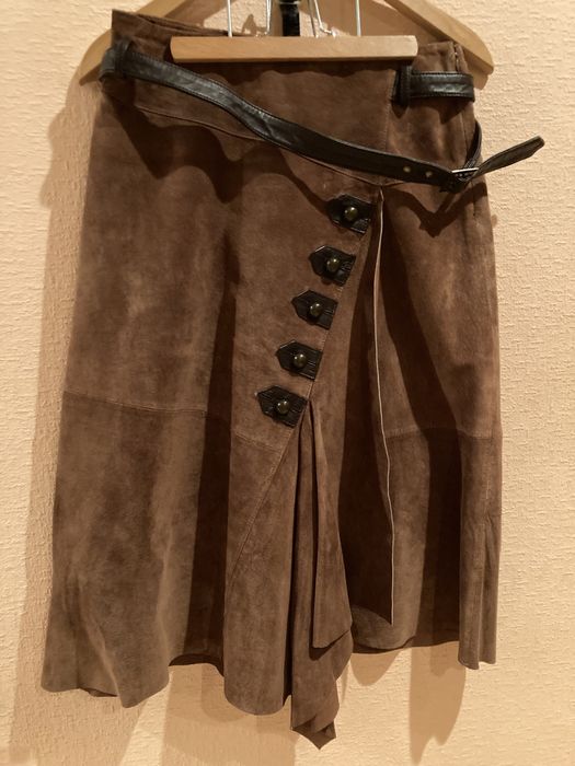 Юбка замшевая, коричневая