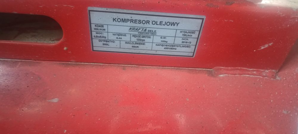 Kompresor 200L 400V 720L/min Kraft&Dele KD408