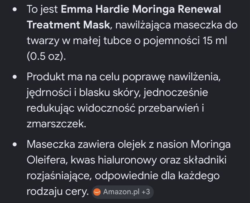 Nawilżajaca maska do twarzy