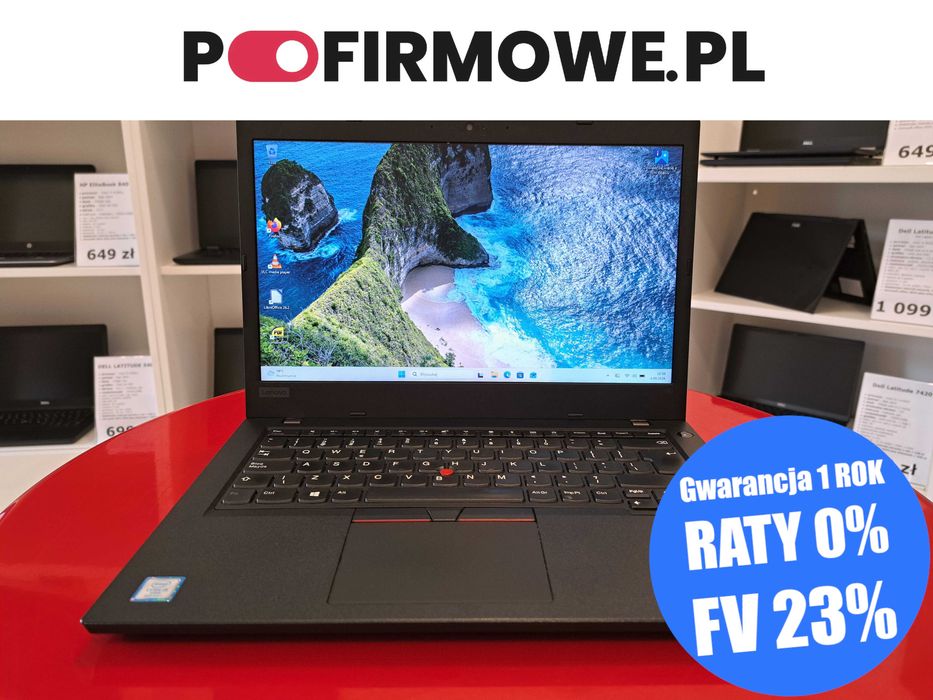 14" Laptop A-Klasa Lenovo ThinkPad L490 i5-8gen 8GB/256SSD HDMI Kamera USB-C Win11 Gwarancja 12mc Faktura 23% PoFirmowe.pl