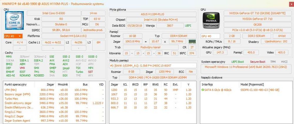 i5-6500 | 16GB RAM | SSD 480GB | PC do pracy i internetu