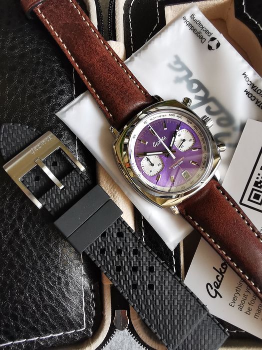 Zegarek Geckota Chronotimer Racing Chronograph Sunburst Purple Dial