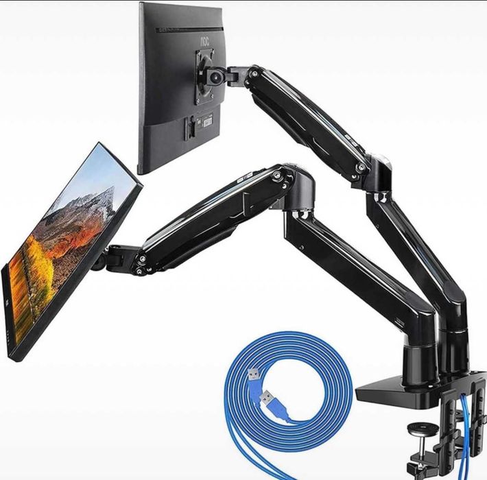 Suporte Braço Duplo para Monitor HUANUO | Articulado | Mola a Gás