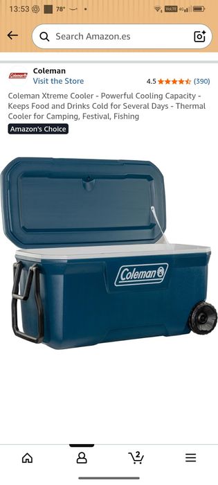 Geleira Coleman Xtreme 90 L com rodas – nova na caixa