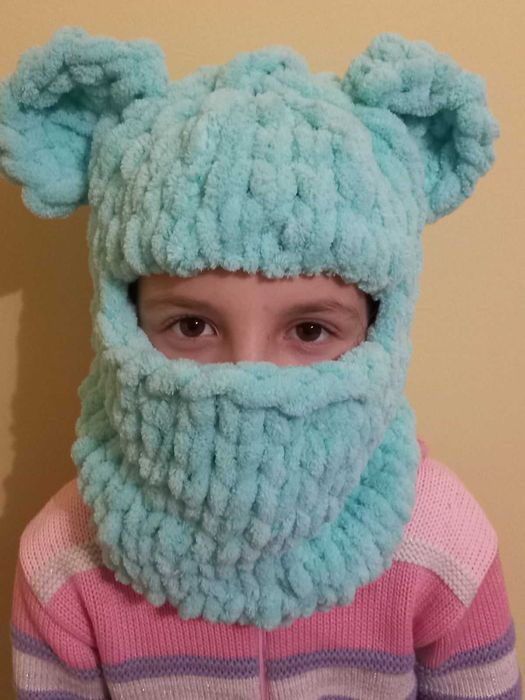 Балаклави з вушками,снуди, мітенки із alize puffy