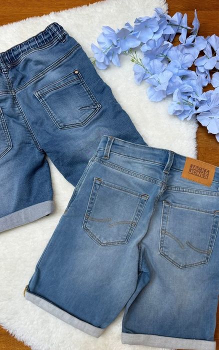 Spodenki jeansowe 134/140. 3 szt i koszulki gratis