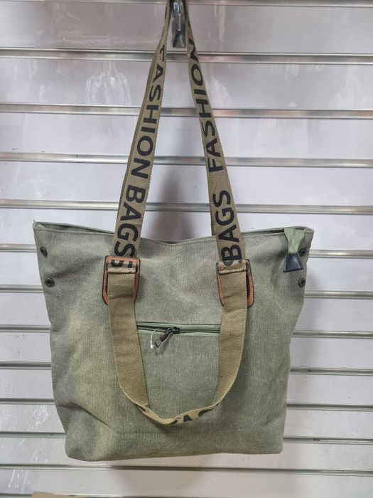 Oliwkowa torebka shopper