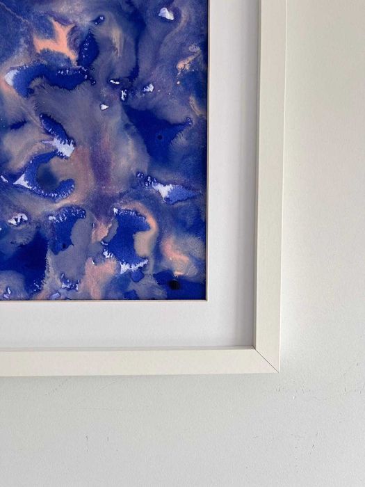 Quadro - Pintura abstrata em acrílico com moldura