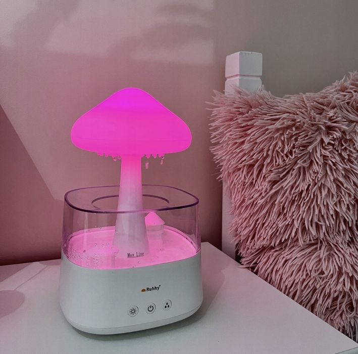Nawilżacz Grzybek LED Efekt Deszczu 2w1 Nowy