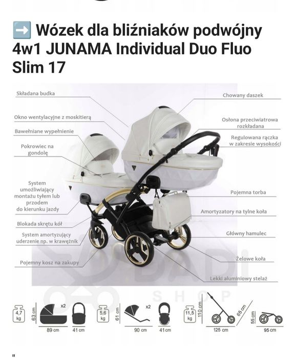 Wózek bliźniaczy JUNAMA