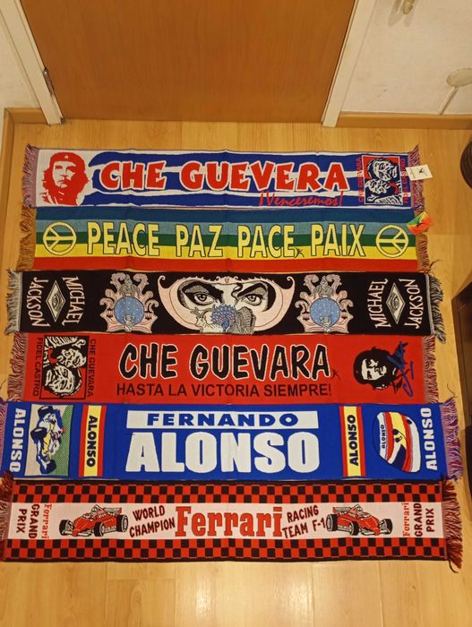 Cachecol - vários temas regiões, Che Guevara, pilotos, jogadores etc.