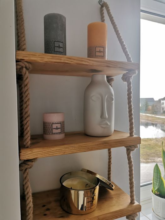 Wisząca półka drewniana na linie LOFT BOHO HAND MADE