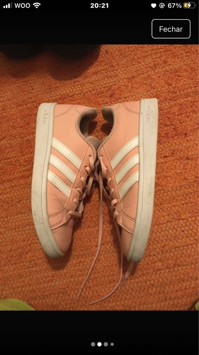 Tenis adidas rosa e branco