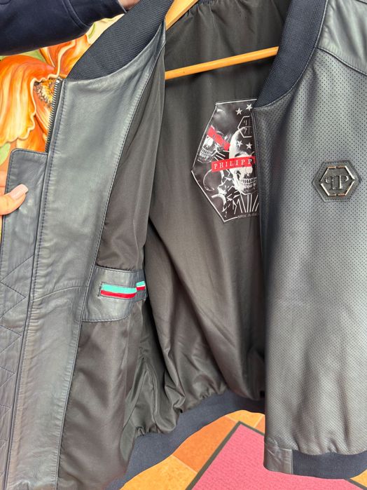 Чоловіча натуральна шкіряна куртка Philipp Plein