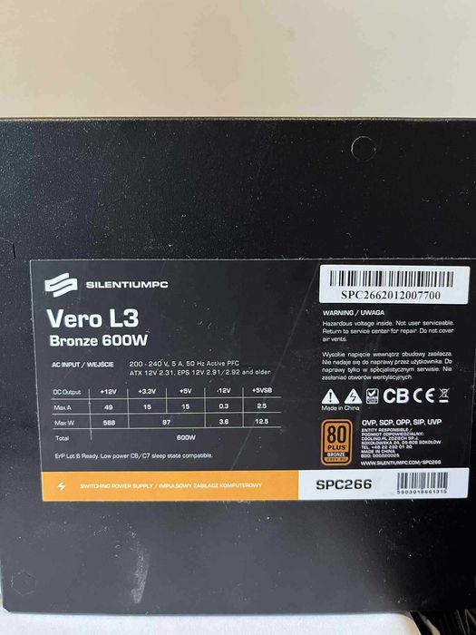 SilentiumPC Vero L3 600W 80 Plus Bronze