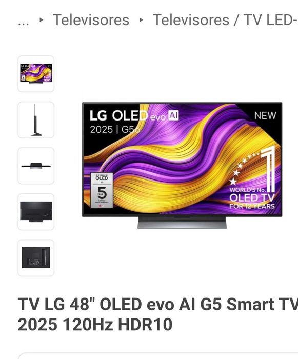 Televisao nova LG de 48 polegadas. Topo de gama . Comprei para quarto mas ficou pequena e tive de comprar uma de 55 polegadas