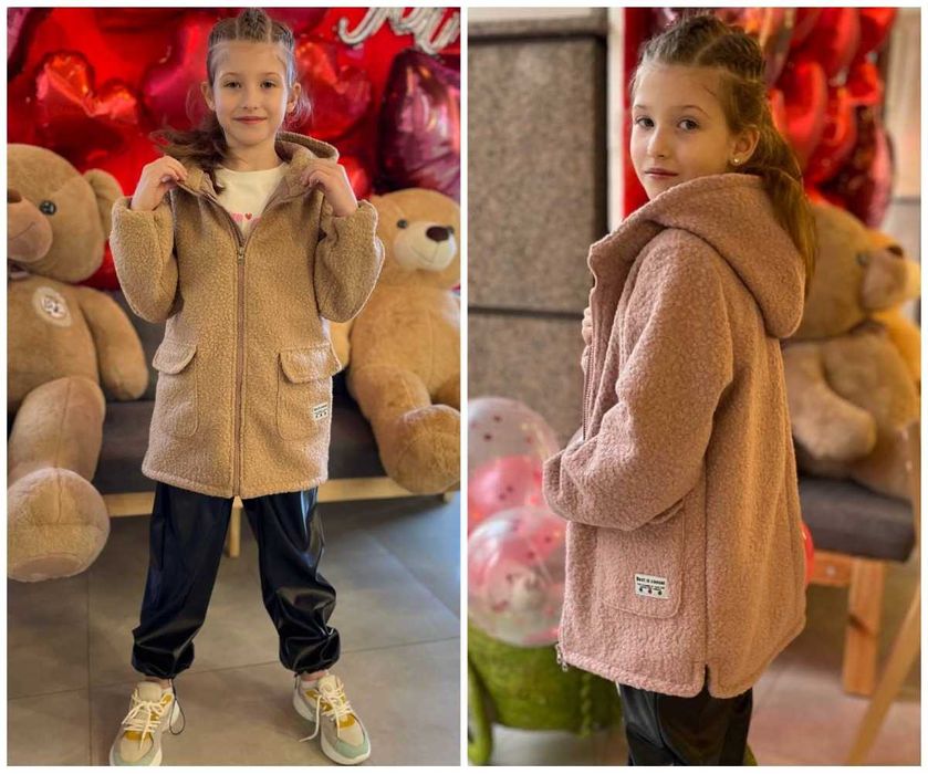 Детская демисезонная куртка пальто Тедди для девочки Весенняя пушистая