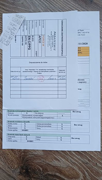 sprzedam uprząż wraz z paralotnią