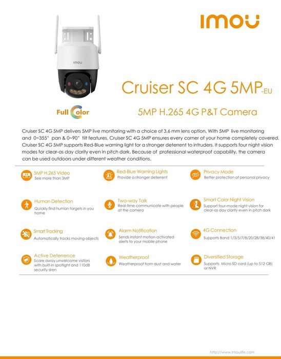 Поворотная 4G камера Imou Cruiser SC 4G 5mp с SIM слотом