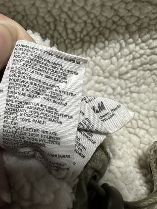 Kurtka zimowa parka na kożuszku H&M 68-74cm 6-9msc khaki #1737