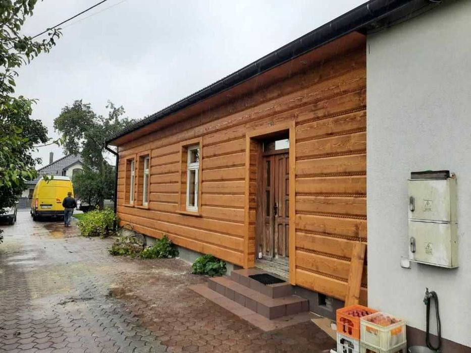 Elewacje drewniane montaże ,płaz z warkoczem imitacja bala szer.25