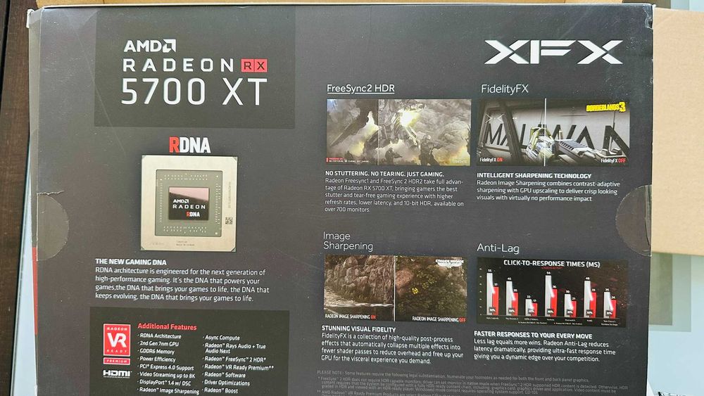 GPU XFX Thicc III Ultra RX5700XT 8gb como nova, na caixa de origem