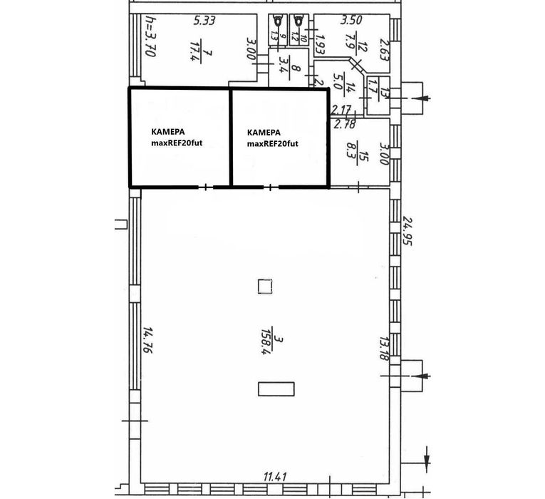 ХолодильнийЦЕХ 220м2 Морозильні2камери-20С*100м3,  рампа, доКиєва22км.