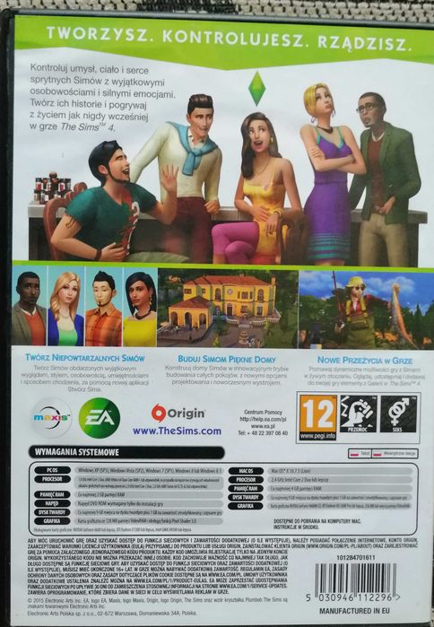 The Sims 4 PC DVD i MAC wersja oryginalna 2 płytowa instrukcja MAC OS
