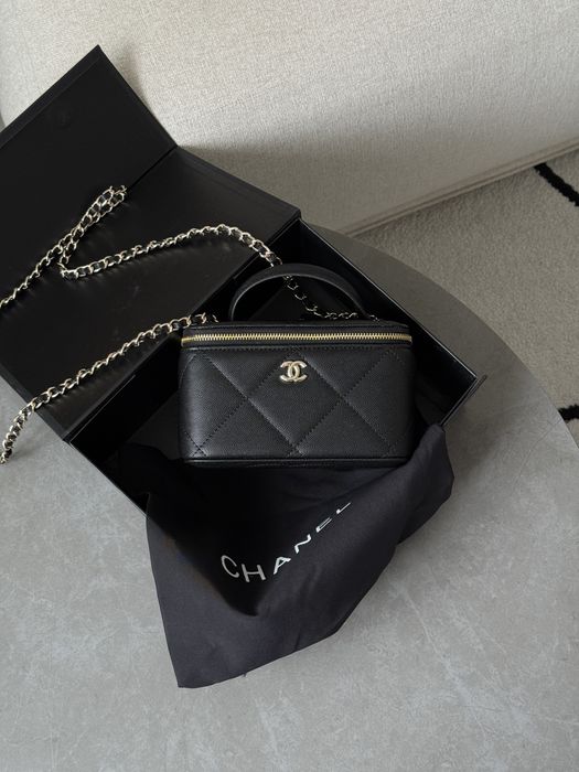 Сумка Chanel Long Vanity With Chain бургунді, чорна