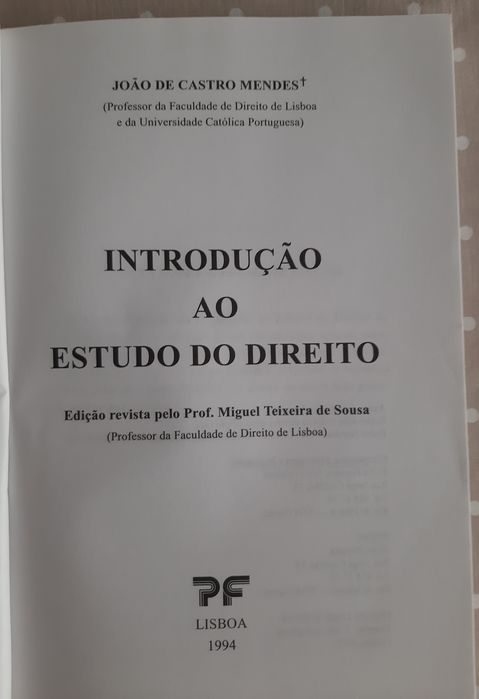 Introdução ao Estudo do Direito _ Prof. Doutor João Castro Mendes