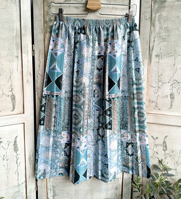 Plisowana sukienka vintage talia 31,5-53x2 M L eklektyzm etno barok