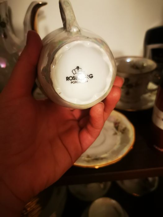 Porcelana Iwona złota róża serwis kawowy