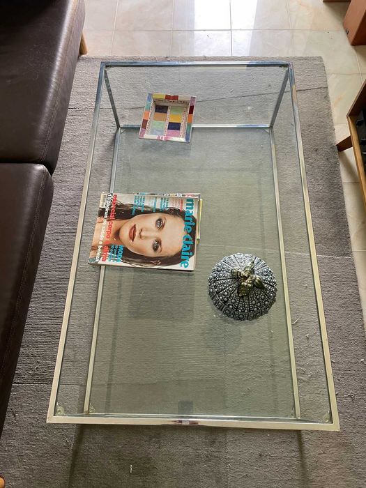 Mesa de Apoio/Centro com dupla plataforma de Vidro