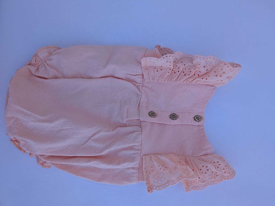 Fofo/Romper rosa bebé com folhos e renda
