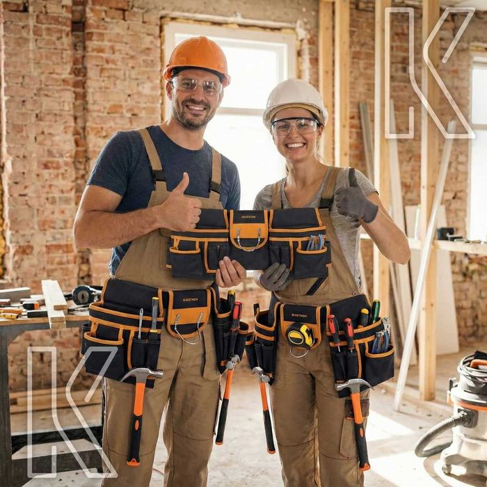 Pas Monterski Narzędziowy Budowlany 22 Kieszenie Uchwyt na Młotek