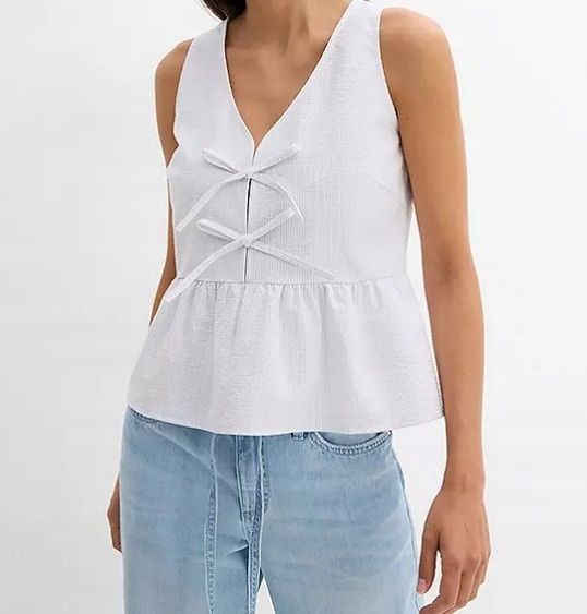 B.P.C top niebiesko-biały w paseczki z kokardkami r.44