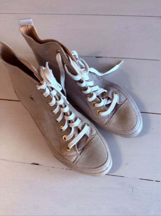 Stylowe sneakersy ze skóry naturalnej, wyższe, Eco by scorett.